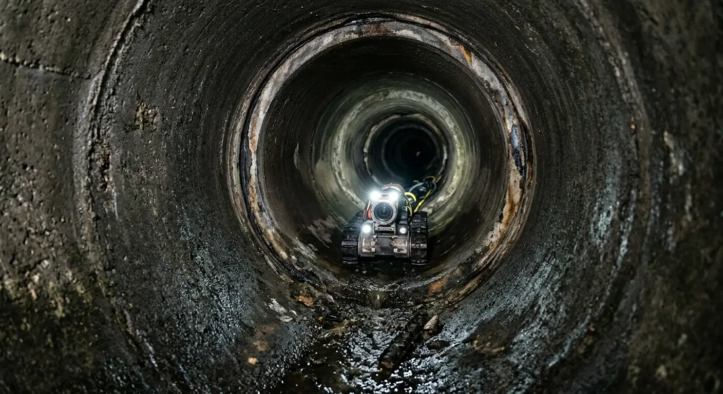 Robotic sewer camera inspecting pipe interior for Drain Snake Service in Ridgefield
